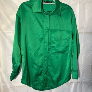 Zara Emerald Satin Shirt